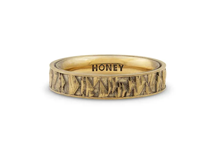 Rings Honey Jewelry Co Mens Trigon Triangle Pattern Wedding Band 5mm