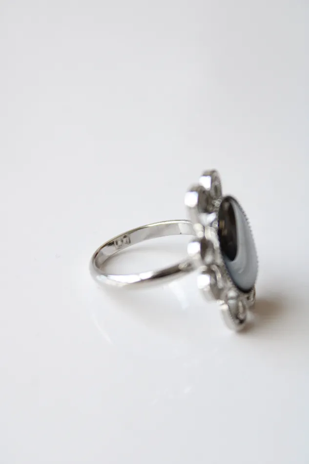 Rings Jubilee Thrift Silver Black Stone Ring Size 5