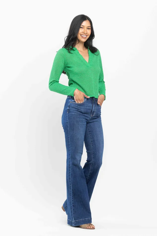 Rings JUDY BLUE JUDY BLUE HIGH WAIST WIDE HEM FLARE JEANS MEDIUM STONE