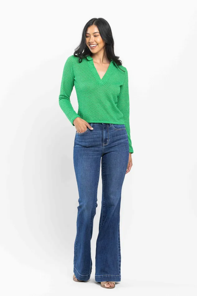 Rings JUDY BLUE JUDY BLUE HIGH WAIST WIDE HEM FLARE JEANS MEDIUM STONE