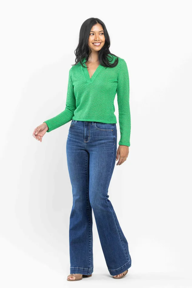 Rings JUDY BLUE JUDY BLUE HIGH WAIST WIDE HEM FLARE JEANS MEDIUM STONE
