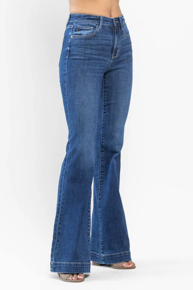 Rings JUDY BLUE JUDY BLUE HIGH WAIST WIDE HEM FLARE JEANS MEDIUM STONE