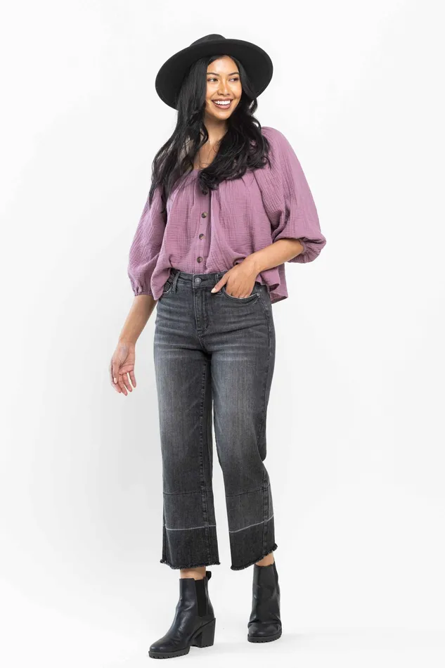 Rings JUDY BLUE JUDY BLUE HIGH WAIST WIDE RELEASE HEM CROP JEAN GREY Rings JUDY BLUE JUDY BLUE HIGH WAIST WIDE RELEASE HEM CROP JEAN GREY