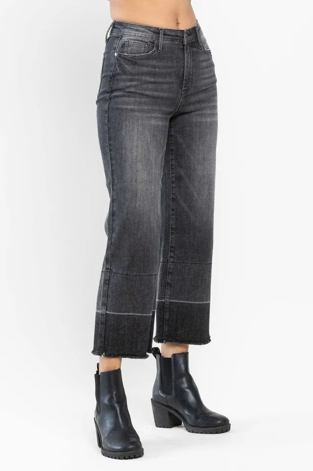 Rings JUDY BLUE JUDY BLUE HIGH WAIST WIDE RELEASE HEM CROP JEAN GREY Rings JUDY BLUE JUDY BLUE HIGH WAIST WIDE RELEASE HEM CROP JEAN GREY