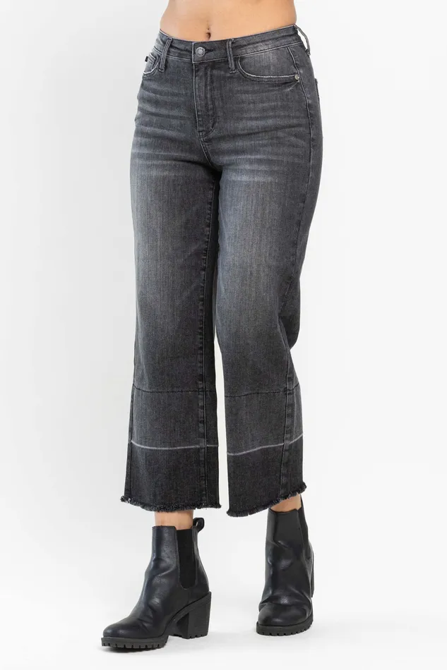 Rings JUDY BLUE JUDY BLUE HIGH WAIST WIDE RELEASE HEM CROP JEAN GREY Rings JUDY BLUE JUDY BLUE HIGH WAIST WIDE RELEASE HEM CROP JEAN GREY