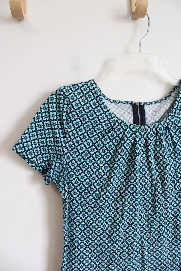 Rings LOFT Blue Floral Cotton Top S Ann Taylor LOFT