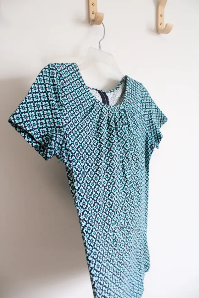 Rings LOFT Blue Floral Cotton Top S Ann Taylor LOFT