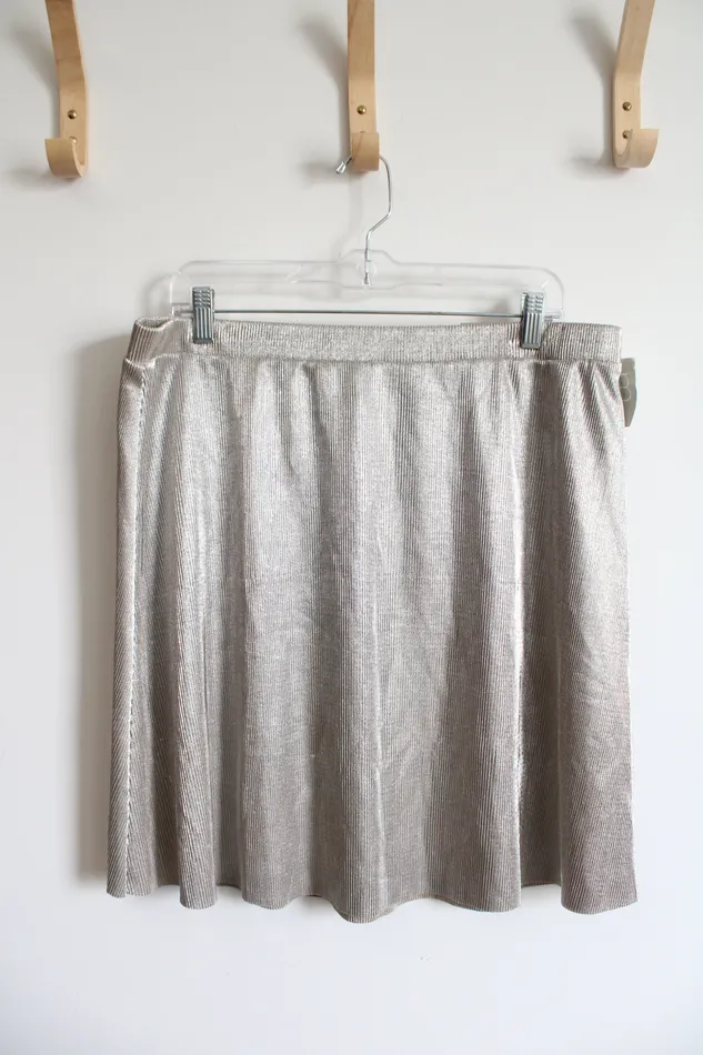 Rings Maurices NEW Maurices Ribbed Silver Shimmer Skirt XL