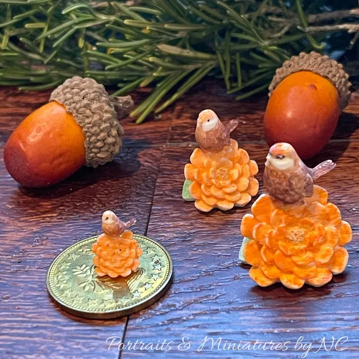 Rings Miniature Bird Figurine in three sizes Portraits by NC