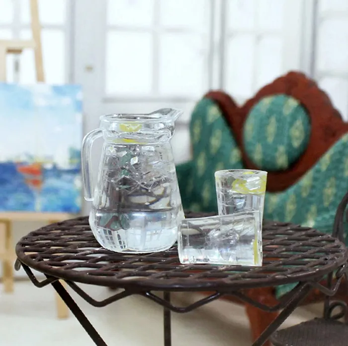 Rings Miniatures by NC Water Pitcher with Two Glasses