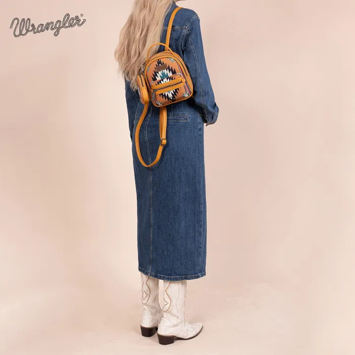 Rings MONTANA WEST Wrangler Southwestern Knitted Mini Backpack With Coin Pouch Mustard