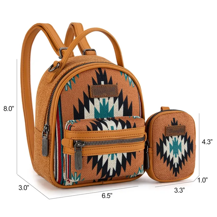 Rings MONTANA WEST Wrangler Southwestern Knitted Mini Backpack With Coin Pouch Mustard