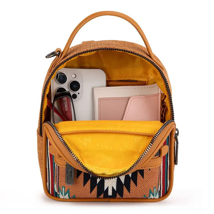 Rings MONTANA WEST Wrangler Southwestern Knitted Mini Backpack With Coin Pouch Mustard