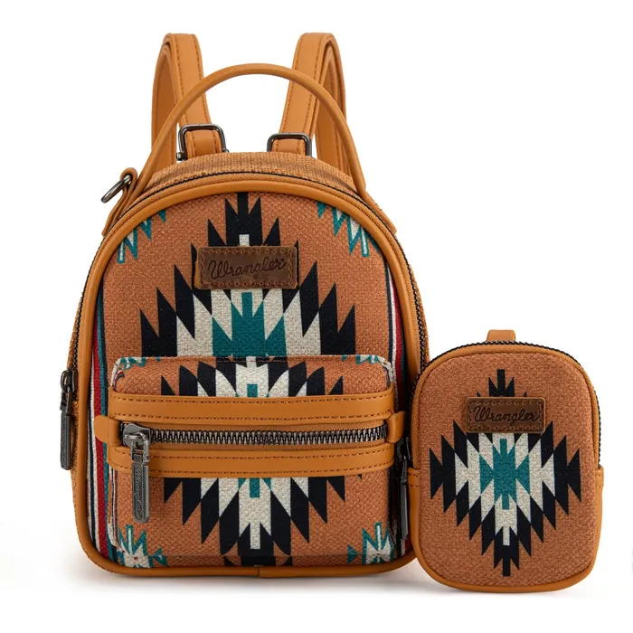 Rings MONTANA WEST Wrangler Southwestern Knitted Mini Backpack With Coin Pouch Mustard