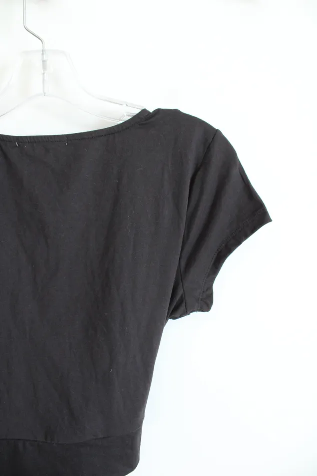 Rings No Comment NEW No Comment Black Cropped Tied Waist Top L