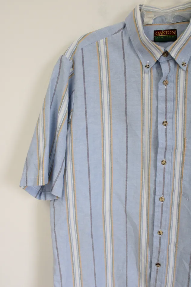 Rings Oakton Limited Blue Striped Button Down Shirt L Tall Oakton