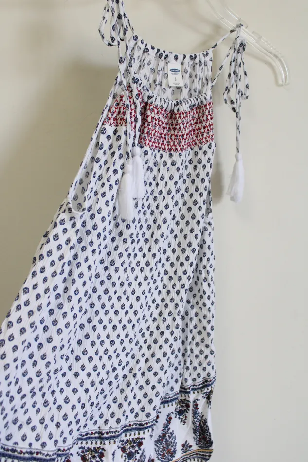 Rings Old Navy Old Navy White Blue Patterned Tank S Petite