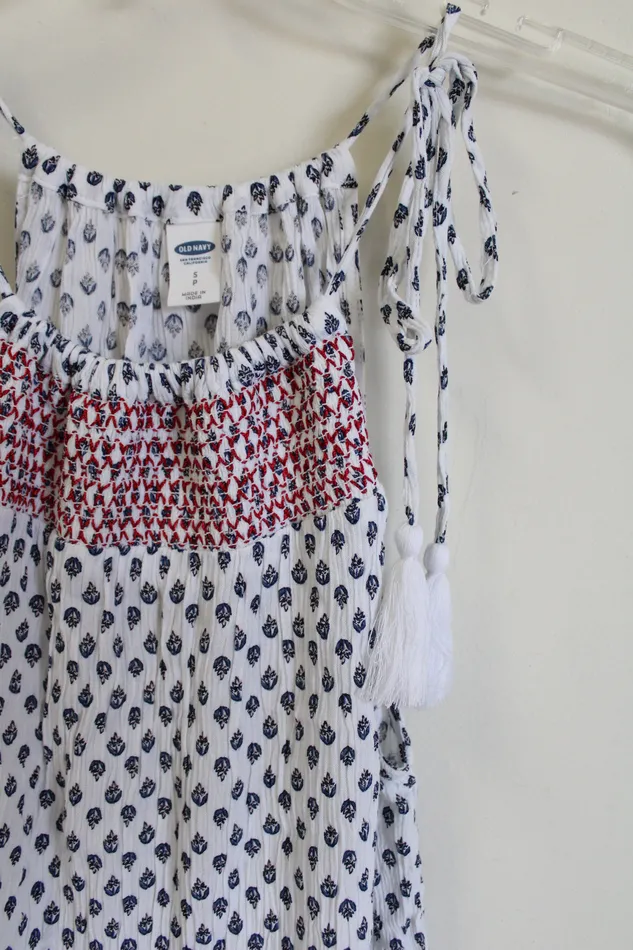 Rings Old Navy Old Navy White Blue Patterned Tank S Petite