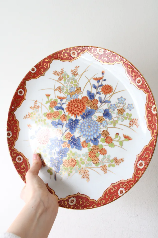 Rings Orange Blue Floral China Serving Plate 12 Jubilee Thrift
