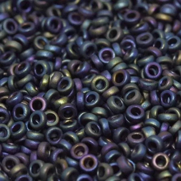 Rings Peppy Beads Miyuki Spacer Beads 3x1mm Black Matted Multi Iris 0401FR