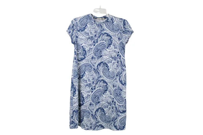 Rings Pink Rose Pink Rose Blue Paisley Dress S