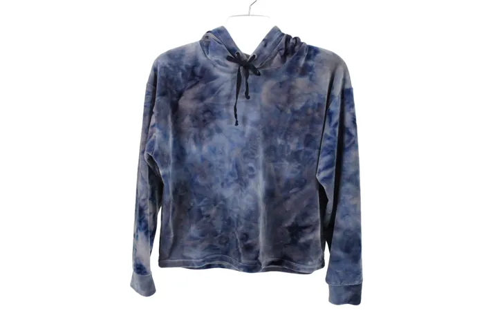 Rings Poof Poof Blue Super Soft Crop Hoodie M