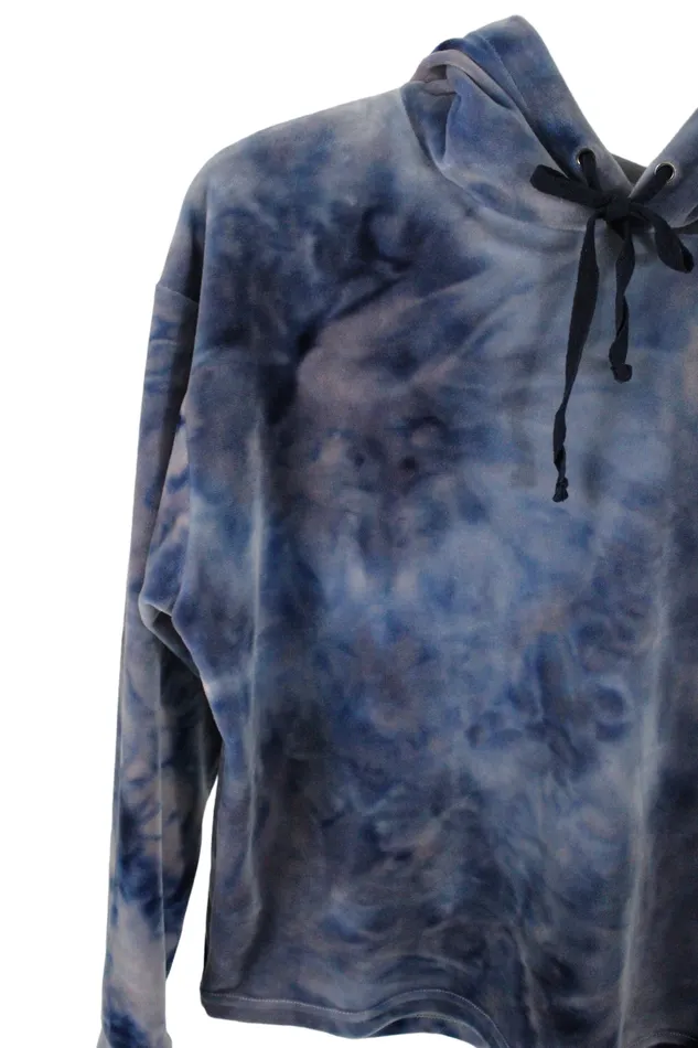 Rings Poof Poof Blue Super Soft Crop Hoodie M