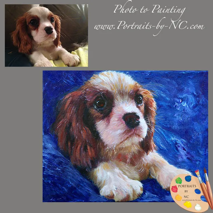 Rings Portraits by NC King Charles Spaniel Puppy Oil Portrait