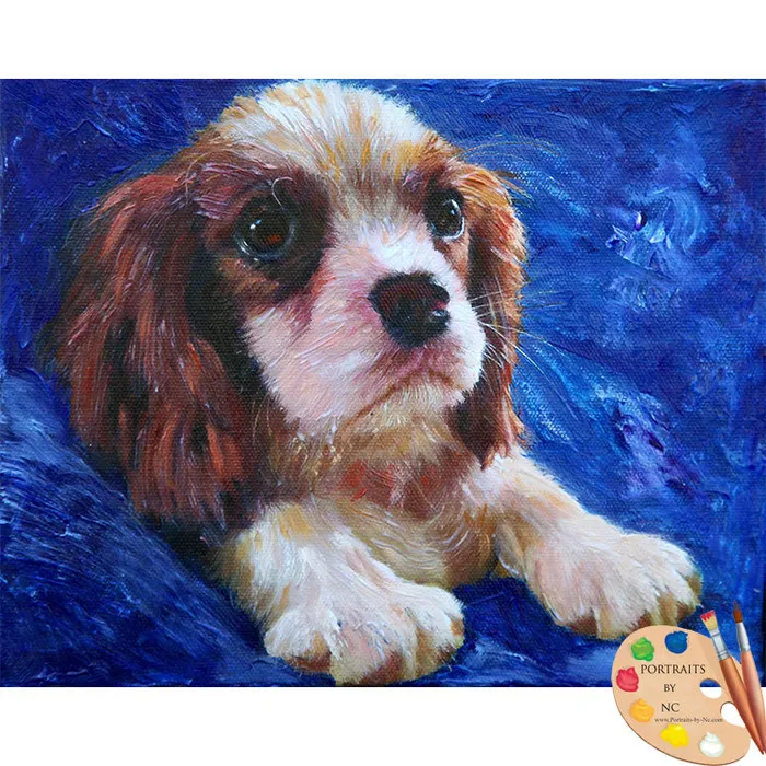 Rings Portraits by NC King Charles Spaniel Puppy Oil Portrait