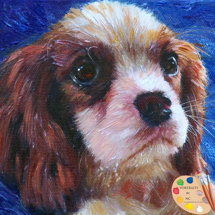 Rings Portraits by NC King Charles Spaniel Puppy Oil Portrait