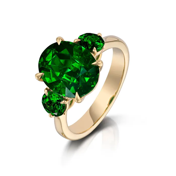 Rings Stephen Silver Fine Jewelry 544 Carat Tsavorite Garnet Three Stone Ring
