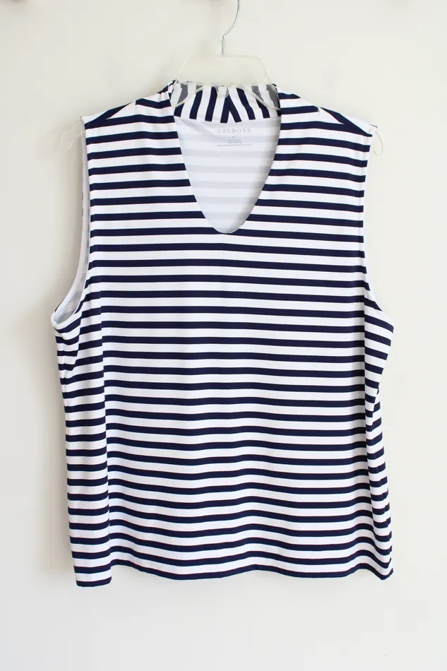 Rings Talbots Navy White Striped Tank XL Talbots