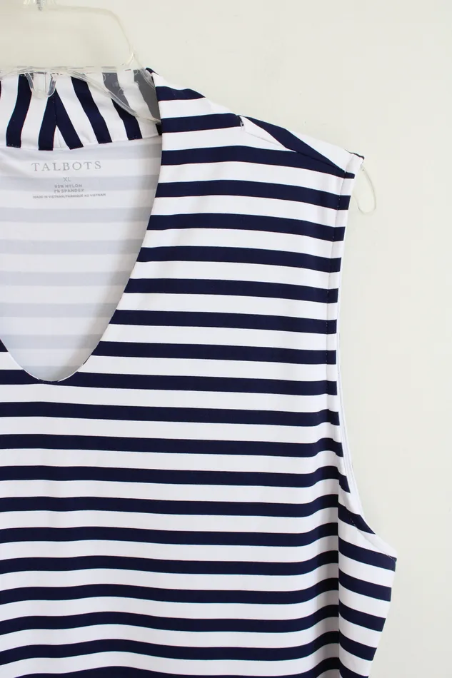Rings Talbots Navy White Striped Tank XL Talbots