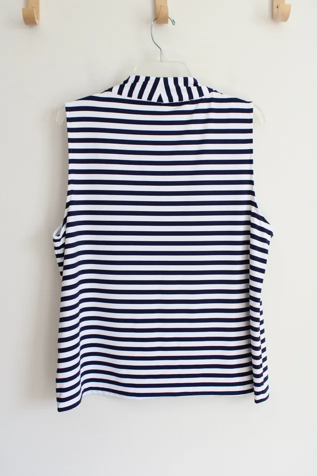 Rings Talbots Navy White Striped Tank XL Talbots