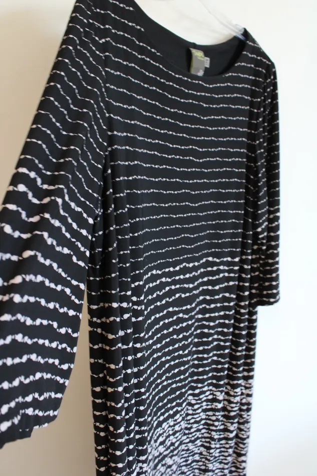 Rings Taylor Taylor Women Black Tan Patterned Long Sleeved Dress 22W