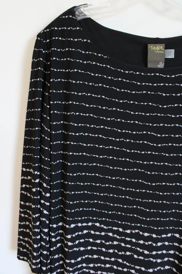 Rings Taylor Taylor Women Black Tan Patterned Long Sleeved Dress 22W