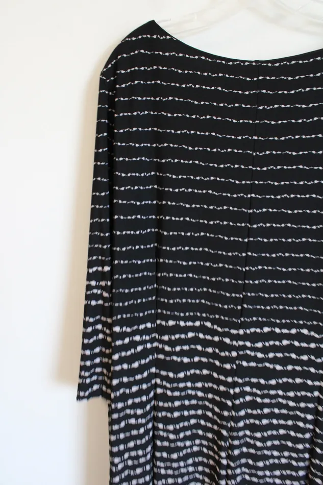 Rings Taylor Taylor Women Black Tan Patterned Long Sleeved Dress 22W