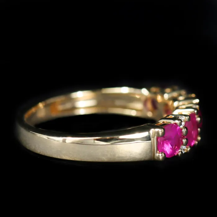 Rings The Gem House 14K Yellow Gold 126 CTW Ruby and Diamond Band