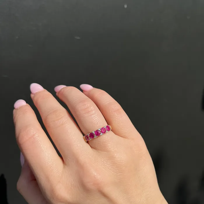 Rings The Gem House 14K Yellow Gold 126 CTW Ruby and Diamond Band