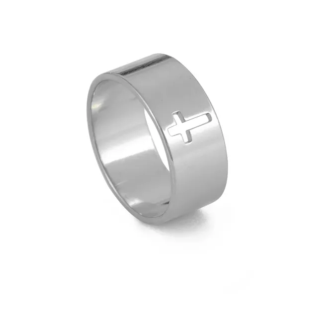 Rings Thick Christian Hollow Cross Ring Lords Guidance