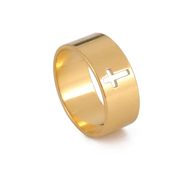 Rings Thick Christian Hollow Cross Ring Lords Guidance