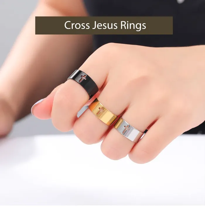 Rings Thick Christian Hollow Cross Ring Lords Guidance
