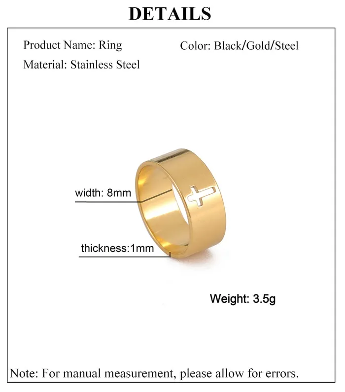Rings Thick Christian Hollow Cross Ring Lords Guidance