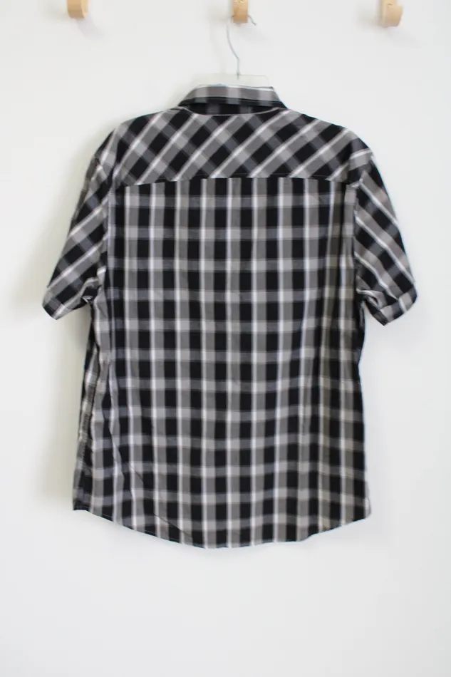Rings Tony Hawk Hawk Gray Black Plaid Short Sleeved Button Down Shirt XL