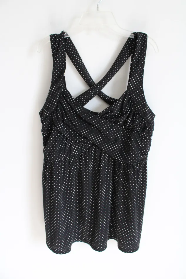 Rings Torrid Torrid Black White Polka Dot Criss Cross Strappy Tank 1 1X