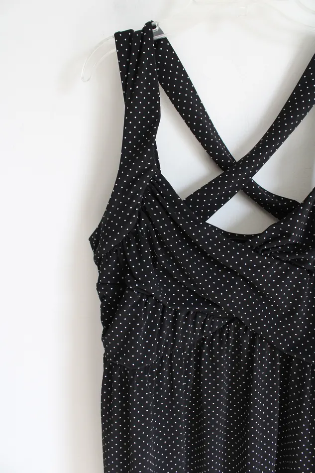 Rings Torrid Torrid Black White Polka Dot Criss Cross Strappy Tank 1 1X