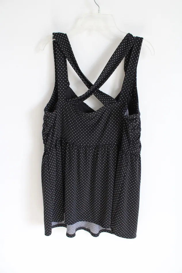 Rings Torrid Torrid Black White Polka Dot Criss Cross Strappy Tank 1 1X