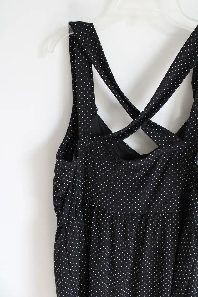 Rings Torrid Torrid Black White Polka Dot Criss Cross Strappy Tank 1 1X