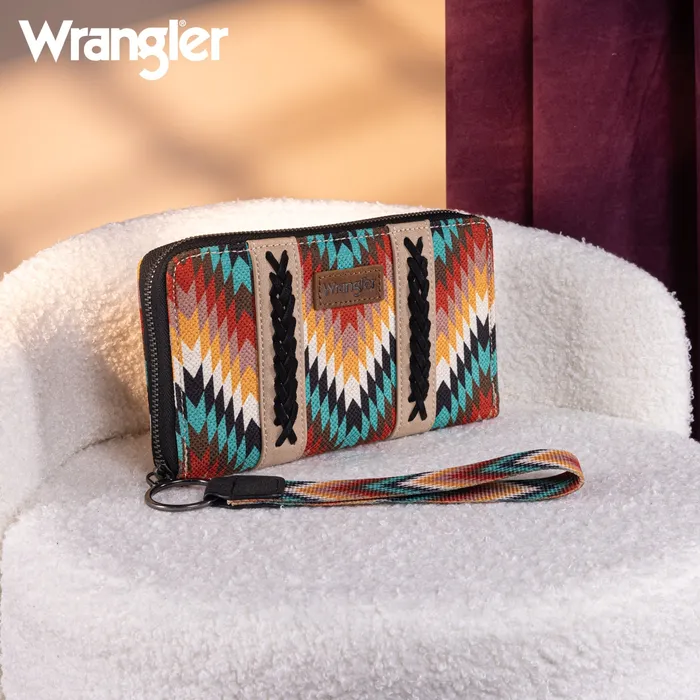 Rings Wrangler Southwestern Art Print Wallet Black MONTANA WEST