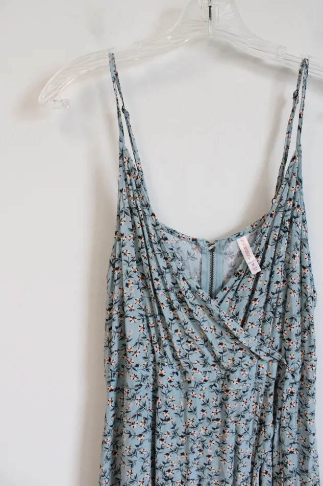 Rings Xhilaration Xhilaration Blue Floral Wrap Dress M